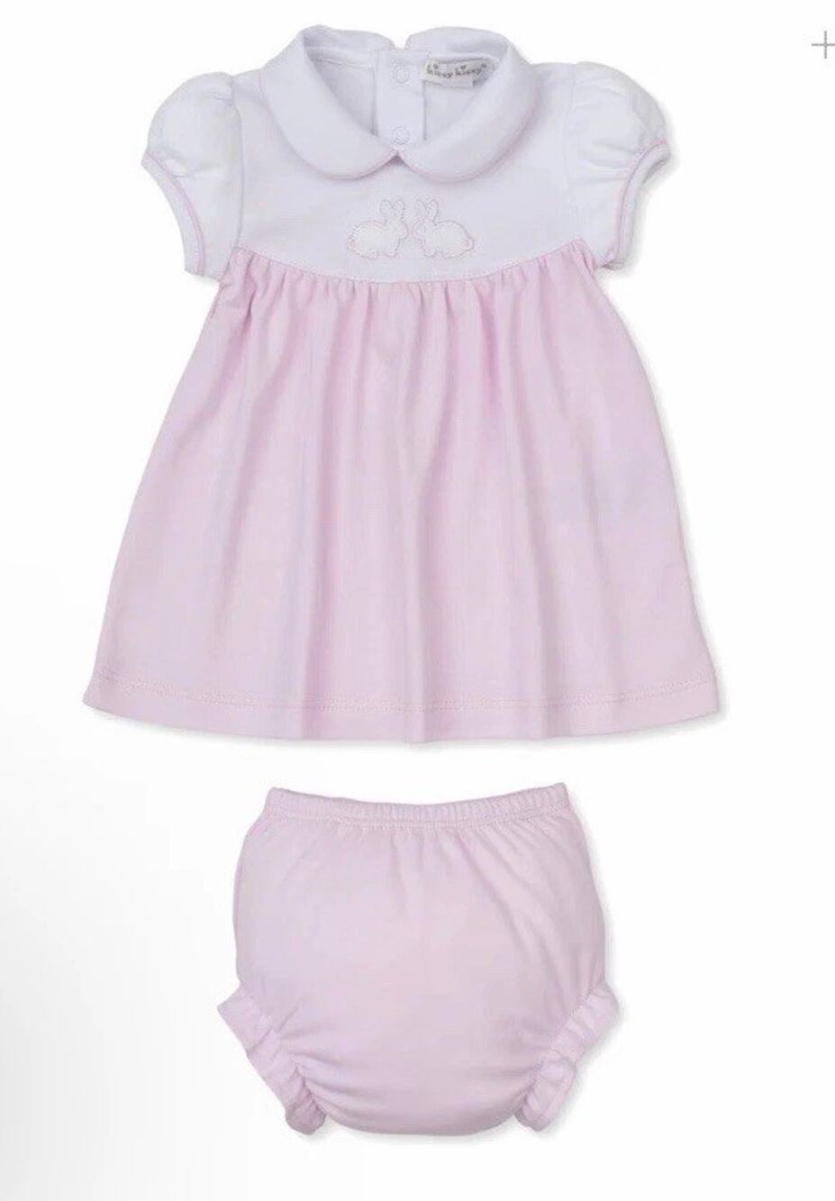 Kissy Kissy Pique Twin Bunnies Pink Dress Set Pima Cotton Easter 3-6 Months NWT